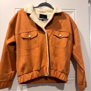Sweet Rain Camel Suede & Cream Sherpa Jacket
